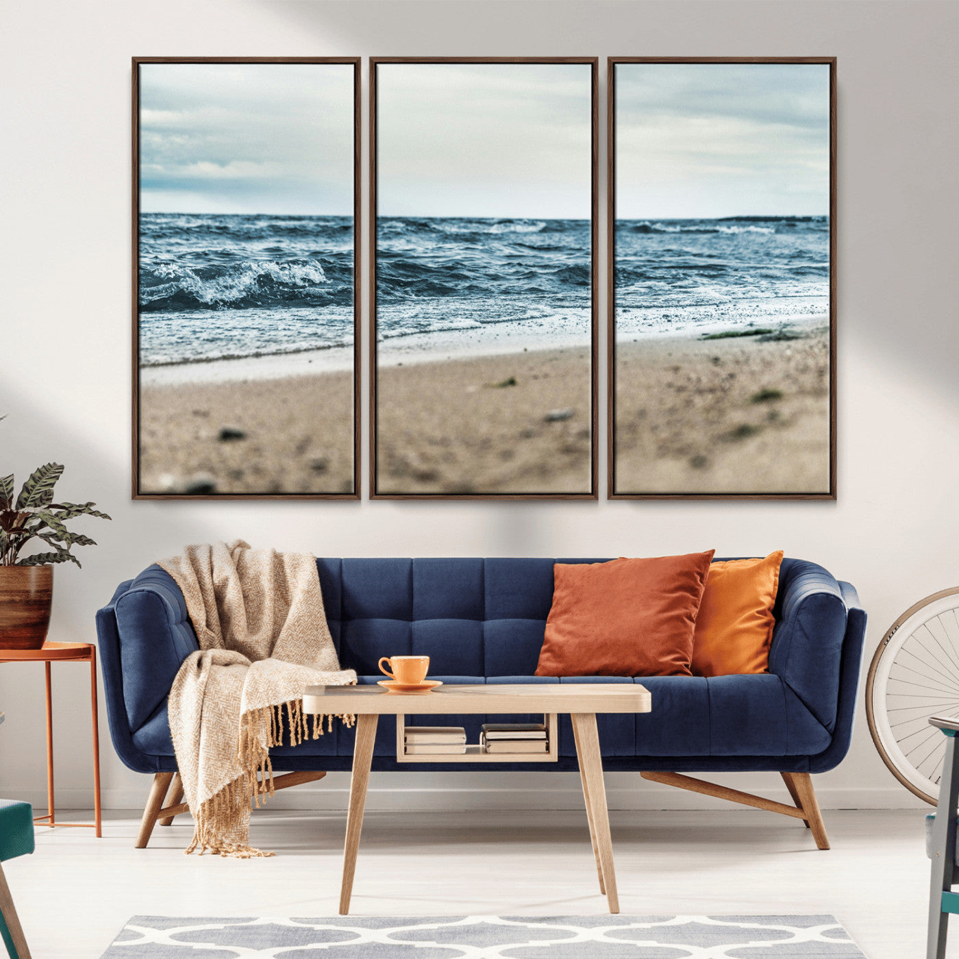 81812590-MGV-CV-36X24-Ocean Wall Art Wall Art Canvas Print, Framed Coastal Canvas Art Picture Print, Moody Seascape Perfect Coastal Minimalist Decor