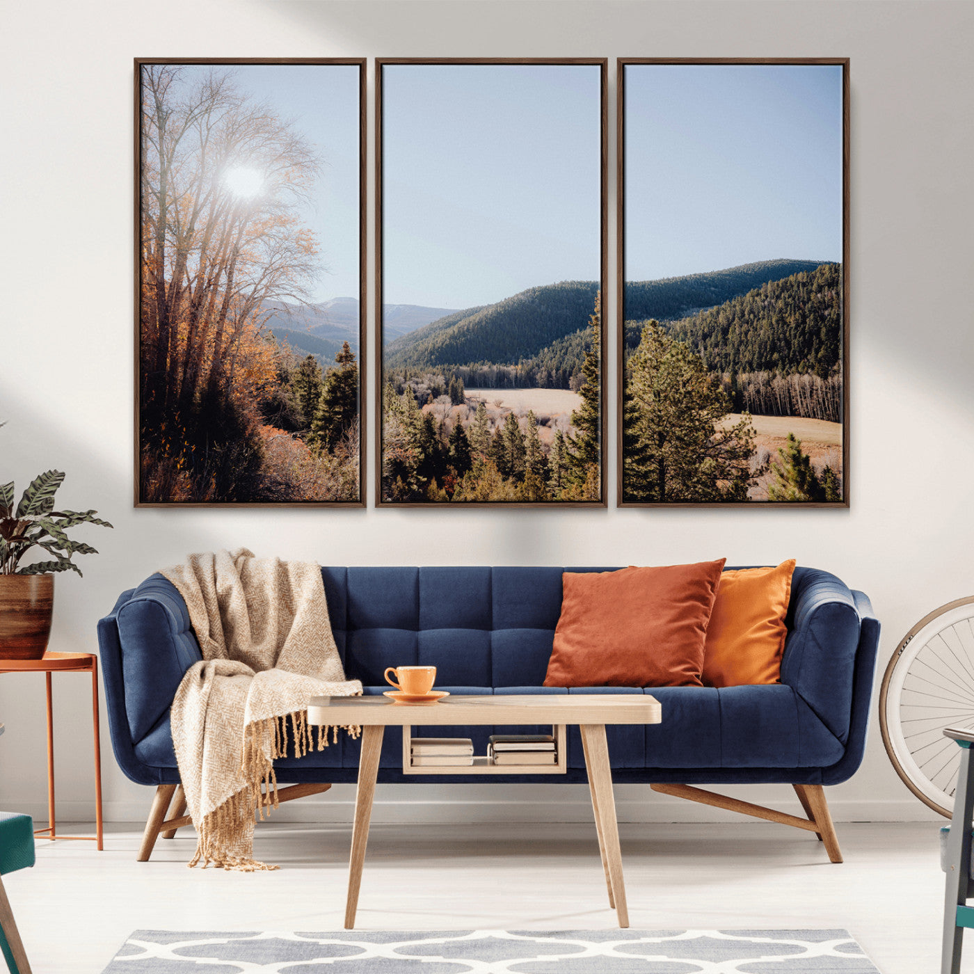 52941305-MGV-CV-36X24-Rustic Landscape Wall Art Canvas Print, Framed Serene Valley Art Picture Print, Pine Tree Horizon Perfect Rustic Cabin Decor