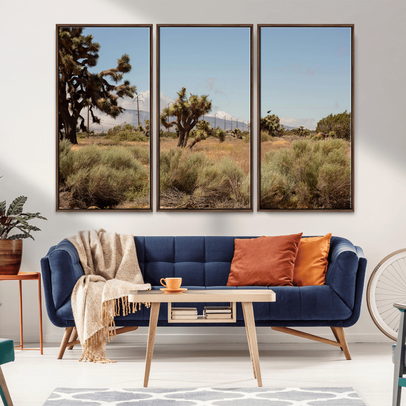 16114018-MGV-CV-36X24-Joshua Tree Wall Art Canvas Print, Framed Desert Landscape Art Picture Print, Mountain Horizon Perfect Southwestern Boho Decor