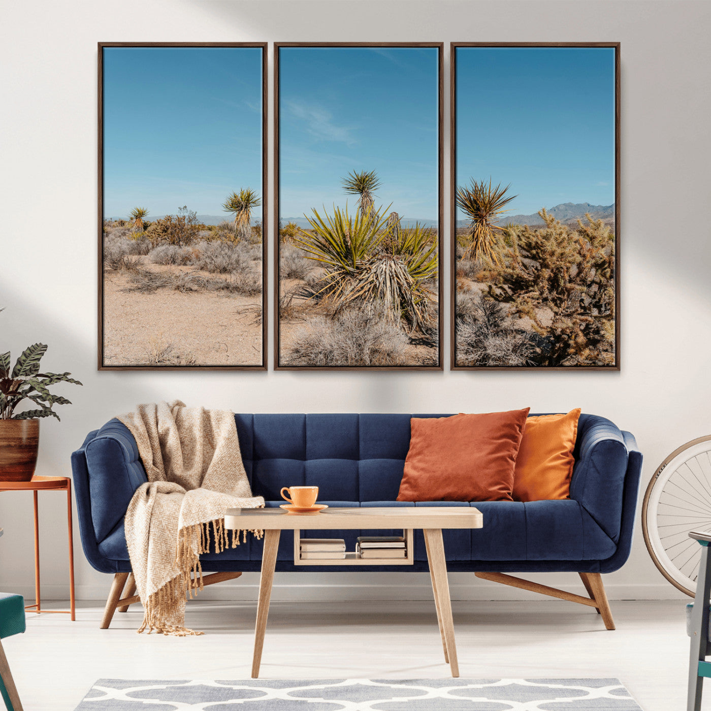 35156165-MGV-CV-36X24-Joshua Tree Wall Art Canvas Print, Framed Desert Landscape Art Picture Print, Warm Earth Tones Perfect Southwestern Minimalist