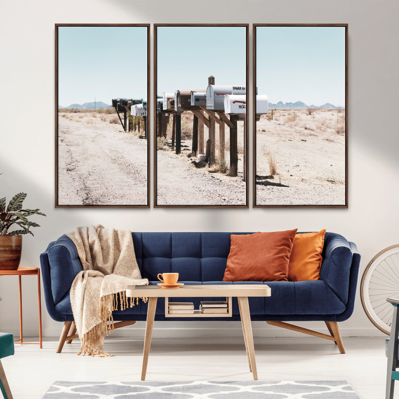 54616109-MGV-CV-36X24-Desert Mailboxes Wall Art – Rustic Rural Roadside Photography Canvas Print, American Southwest Landscape Home Decor for Living