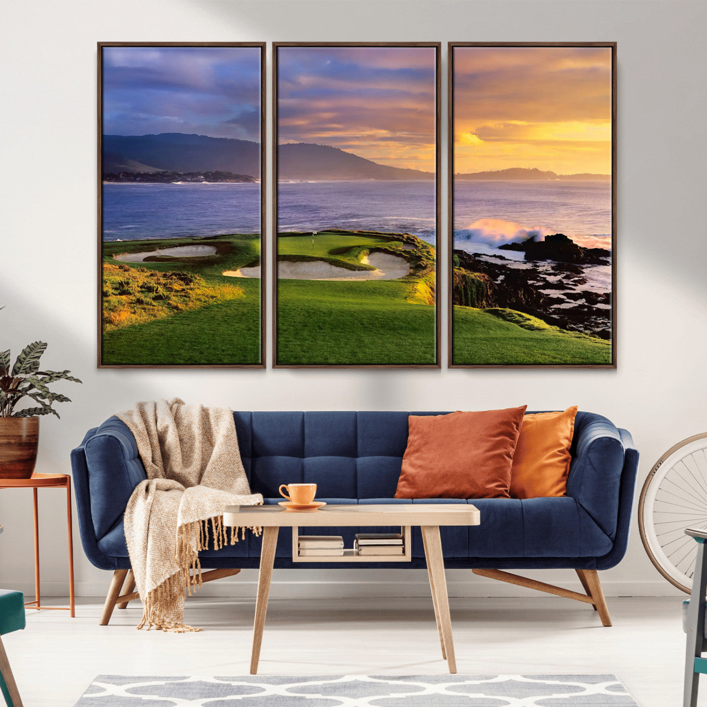 39644075-MGV-CV-36X24-Golf Course Wall Art – Coastal Sunset Canvas Print, Scenic Oceanfront Fairway Landscape Decor for Office, Man Cave, or Living Room