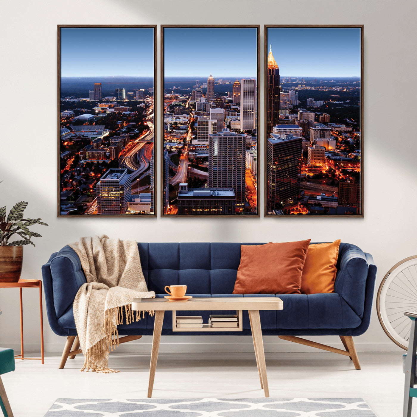 81886632-MGV-CV-36X24-Atlanta Skyline Wall Art – Vibrant City Lights Canvas Print, Modern Urban Cityscape Decor for Living Room, Office, or Apartment