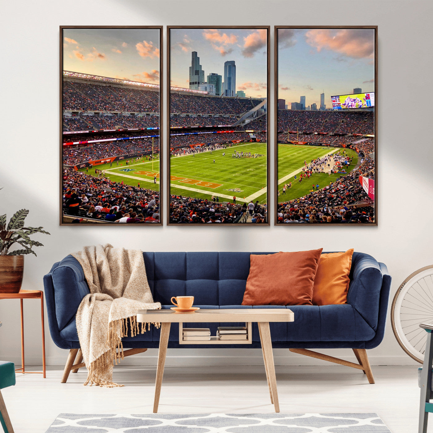 55377093-MGV-CV-36X24-Soldier Field Wall Art – Panoramic Chicago Bears Football Stadium Canvas Print, Game Day Sports Decor for Man Cave, Bar, Office,