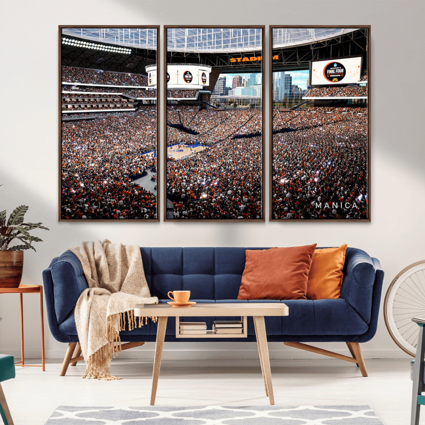 38616413-MGV-CV-36X24-Chicago Dome Stadium Wall Art – Futuristic Basketball Final Four Arena Canvas Print, Modern Sports Fan Decor for Man Cave or