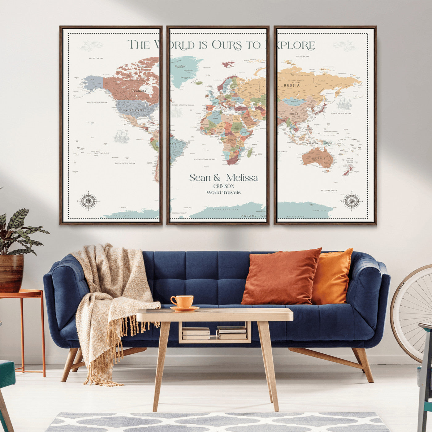 90968866-MGV-CV-36X24-The World is Ours to Explore Map Wall Art – Pastel Colorful Canvas Print, Inspiring Travel Decor for Nursery, Kids Room,