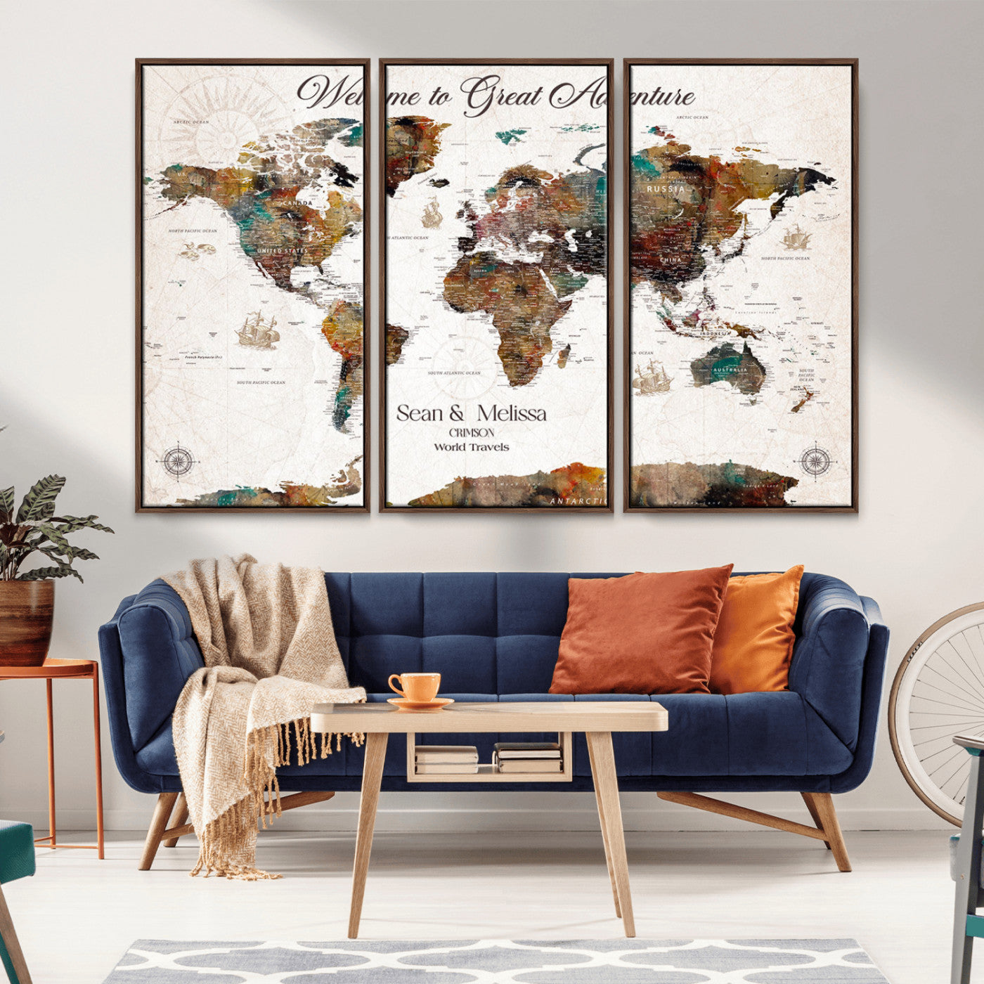 33176212-MGV-CV-36X24-Welcome to Great Adventure Wall Art – Colorful Watercolor World Map Canvas Print, Vibrant Travel Decor for Living Room, Office or