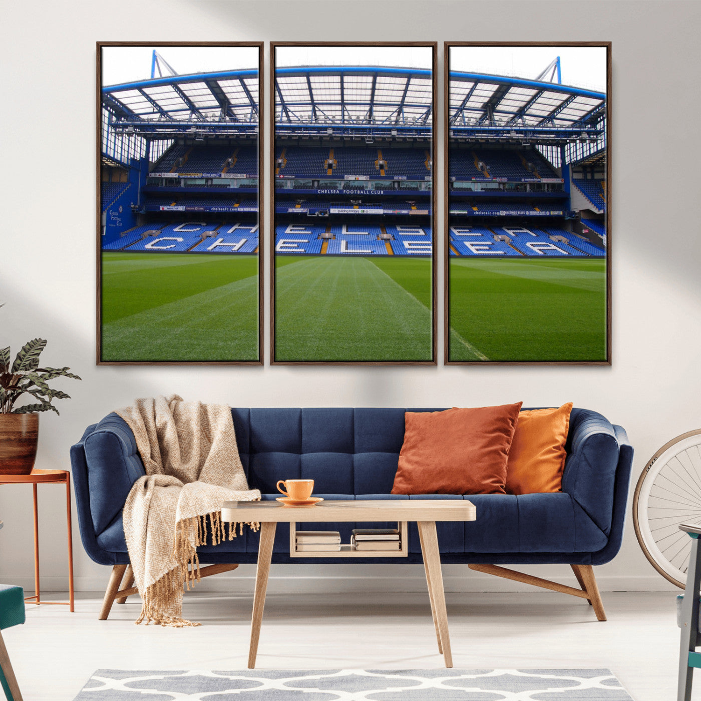 38616413CHELSA-MGV-CV-36X24-Chelsea Stadium Wall Art – Panoramic Football Field Canvas Print, Game Day Sports Decor for Living Room, Office, or Man Cave