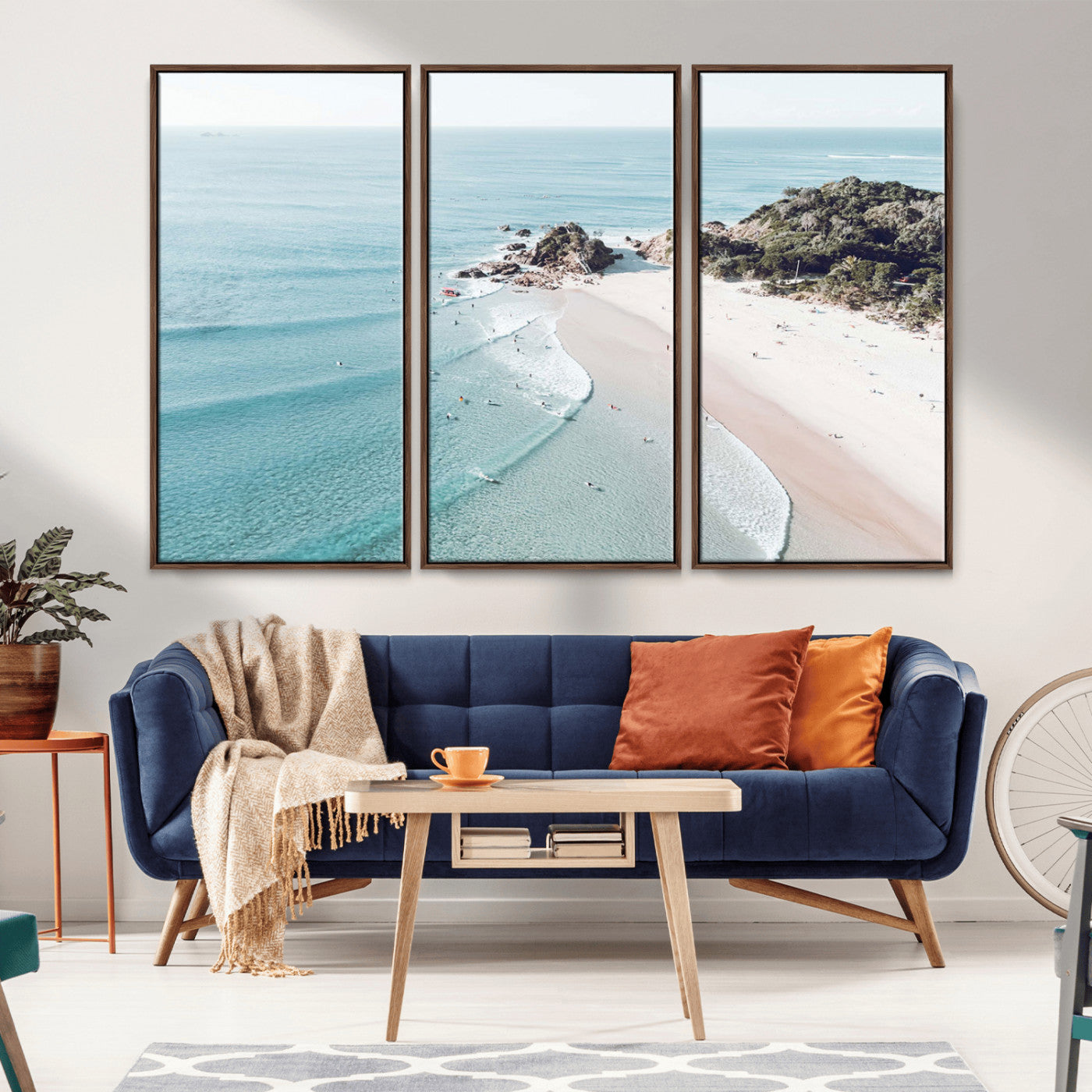 79395467-MGV-CV-36X24-Coastal Wall Art – Aerial Beach Canvas Print, Ocean Waves and Sandy Shore Photography Decor for Bedroom, Living Room, Office,
