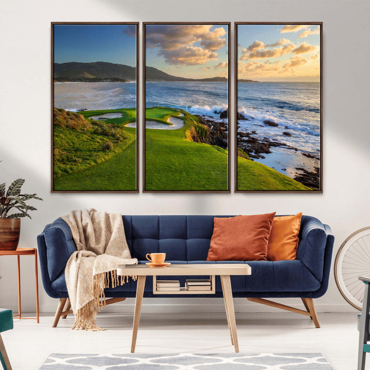 67486665-MGV-CV-36X24-Golf Course Wall Art – Pebble Beach Oceanfront Canvas Print, Coastal Fairway Photography Sports Decor for Living Room, Office, Man