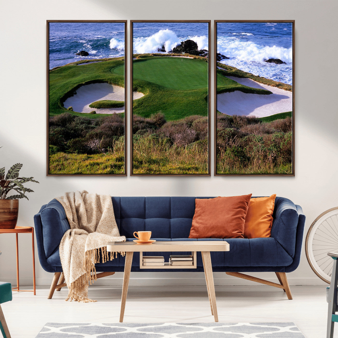 22776914-MGV-CV-36X24-Golf Course Wall Art – Oceanfront Green Canvas Print, Coastal Pebble Beach Photography Sports Decor for Living Room, Office, Man