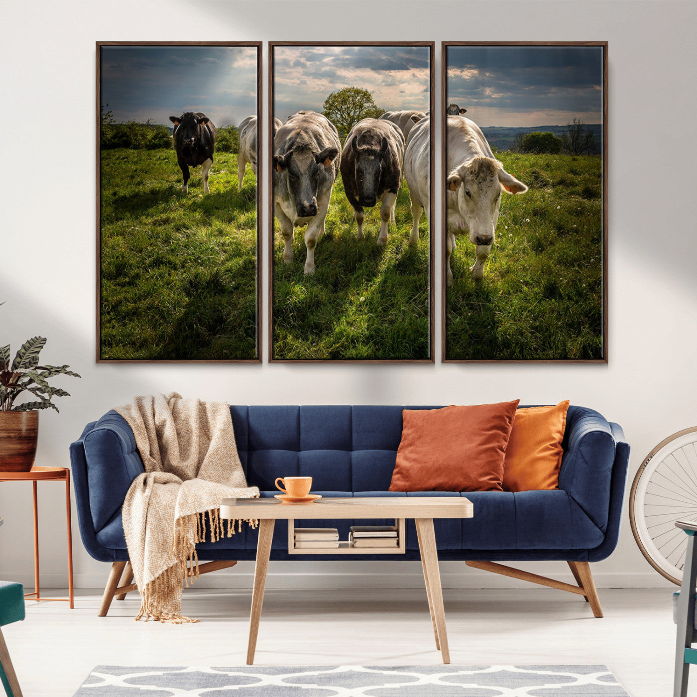 67277447-MGV-CV-36X24-Farmhouse Wall Art – Herd of Cows Canvas Print, Rustic Country Pasture Photography Decor for Bedroom, Living Room, Office, Ranch,