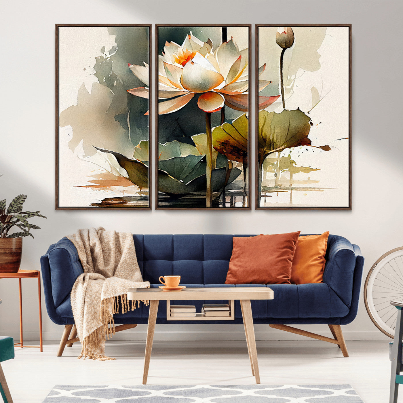 46359-MGV-CV-36X24-Lotus Blossom Wall Art Canvas Print, Framed Water Lily Art Picture Print, Zen Flower Perfect Zen Botanical Decor Artwork