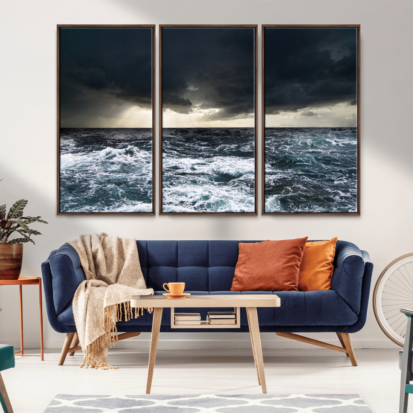 51359-MGV-CV-36X24-Stormy Ocean Wall Art Canvas Print, Framed Moody Seascape Art Picture Print, Ocean Storm Perfect Dramatic Coastal Decor Artwork
