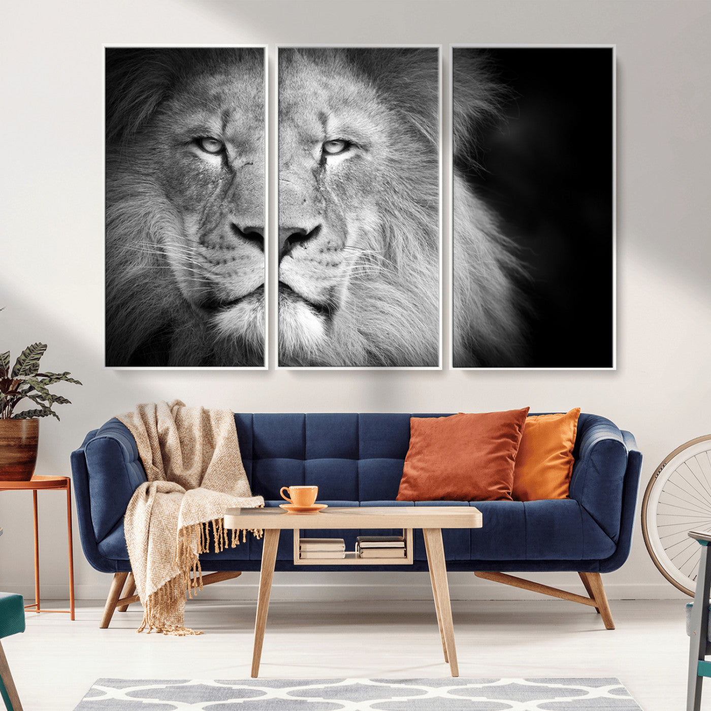 94453-MGV-CV-36X24-Lion Portrait Wall Art – Black and White King of the Jungle Canvas Print, Safari Wildlife Decor for Office, Bedroom, or Living