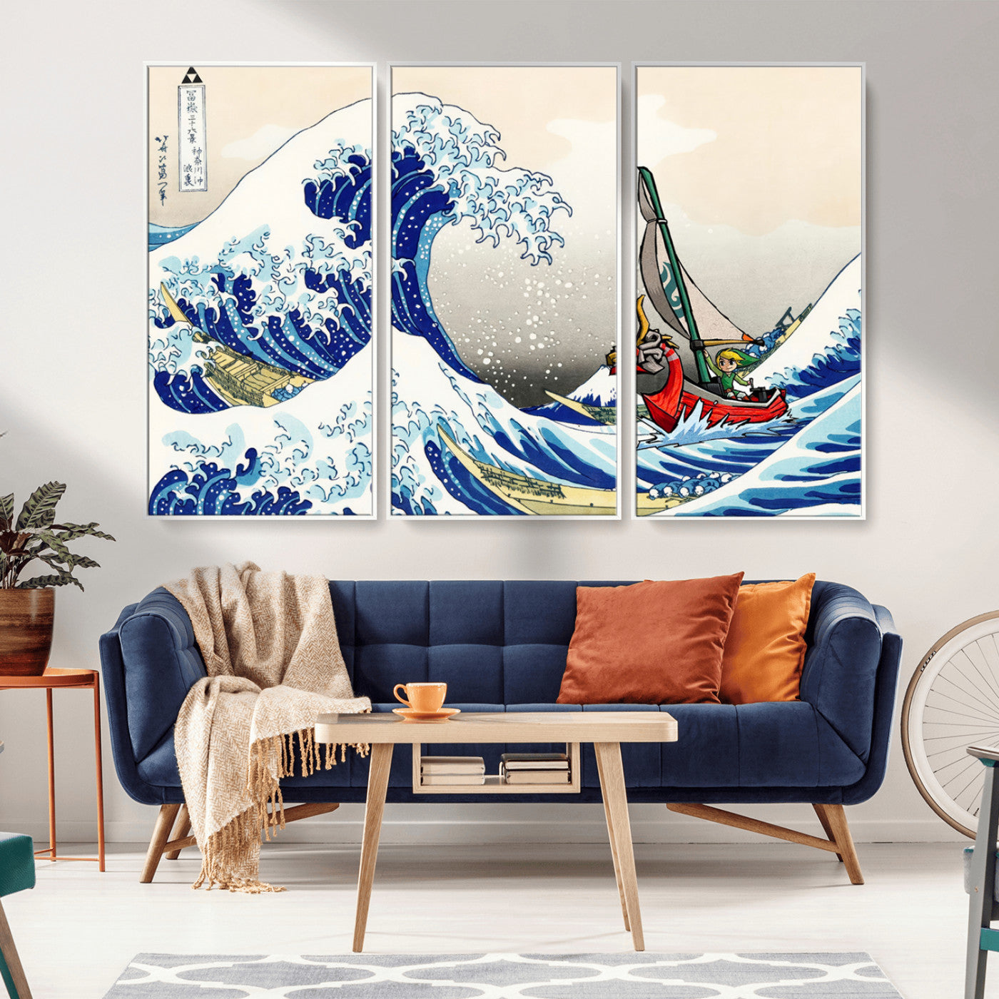 19450-MGV-CV-36X24-Great Wave Adventure Wall Art – Japanese Style Ocean Canvas Print, Fantasy Sailing Decor for Living Room, Bedroom or Office
