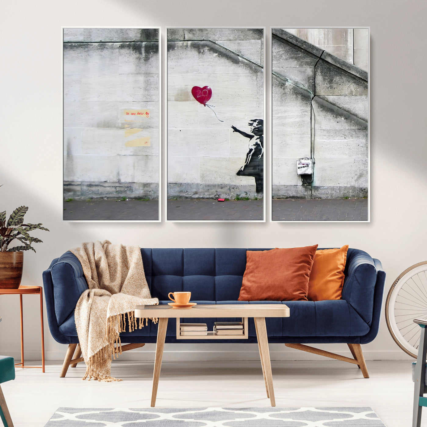 50559-MGV-CV-36X24-Banksy Girl with Balloon Wall Art – Famous Street Graffiti Canvas Print, Modern Urban Artwork for Living Room, Bedroom or Office