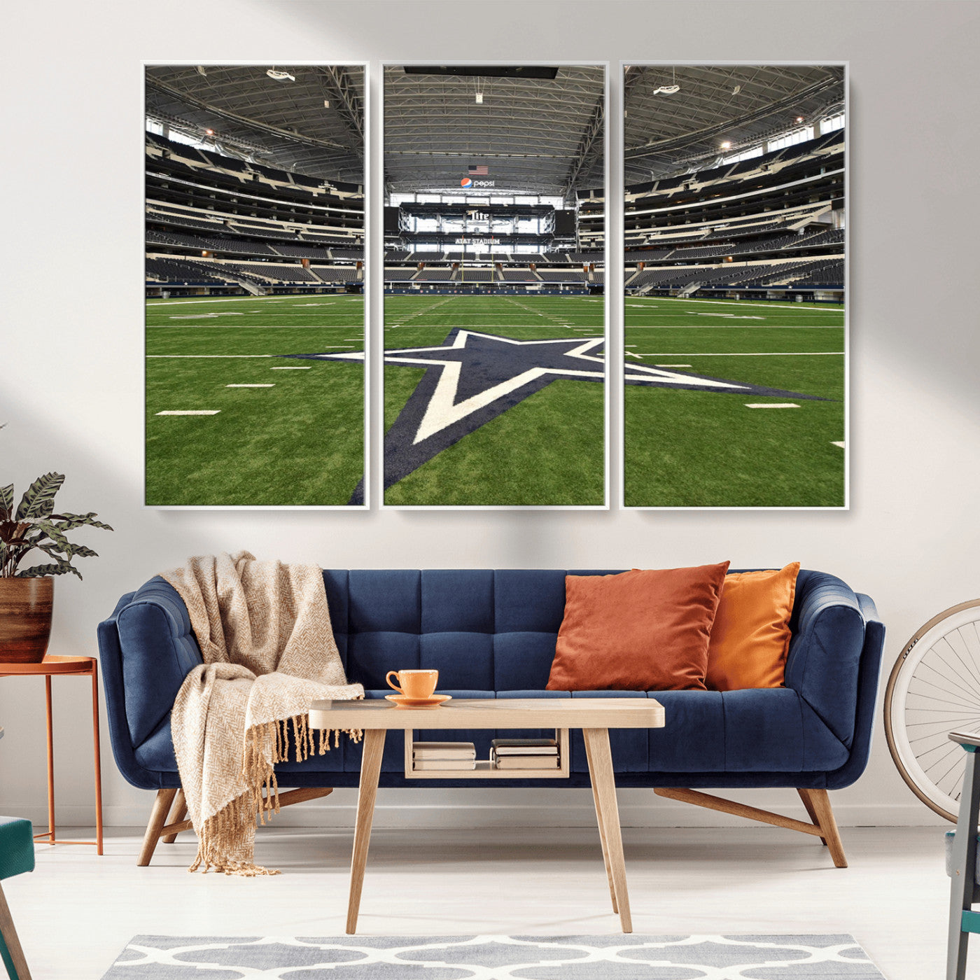 14834-MGV-FC-48X32-3P_White-Dallas Att Stadium Wall Art Canvas Print, Framed Texas NFL Stadium Art Picture Print, American Football Stadium Perfect Sports