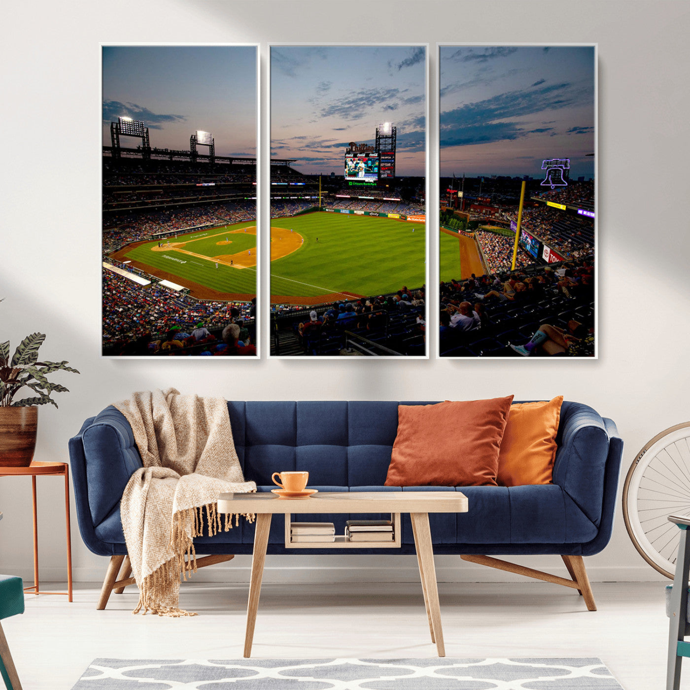 17415-MGV-FC-48X32-3P_White-Philadelphia Phillies Stadium Wall Art Canvas Print, Framed Citizens Bank Park Art Picture Print, Phillies Stadium Field Perfect