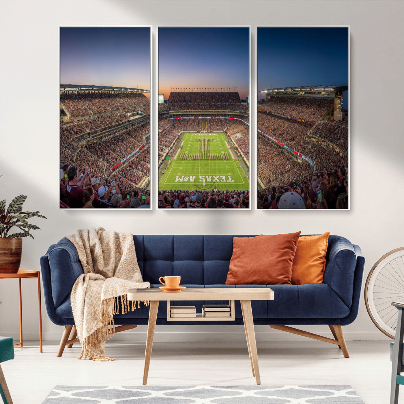 17421-MGV-FC-48X32-3P_White-Kyle Field Wall Art Canvas Print, Framed Texas Stadium Art Picture Print, Kyle Field Stadium Perfect Sport Room Decor Artwork