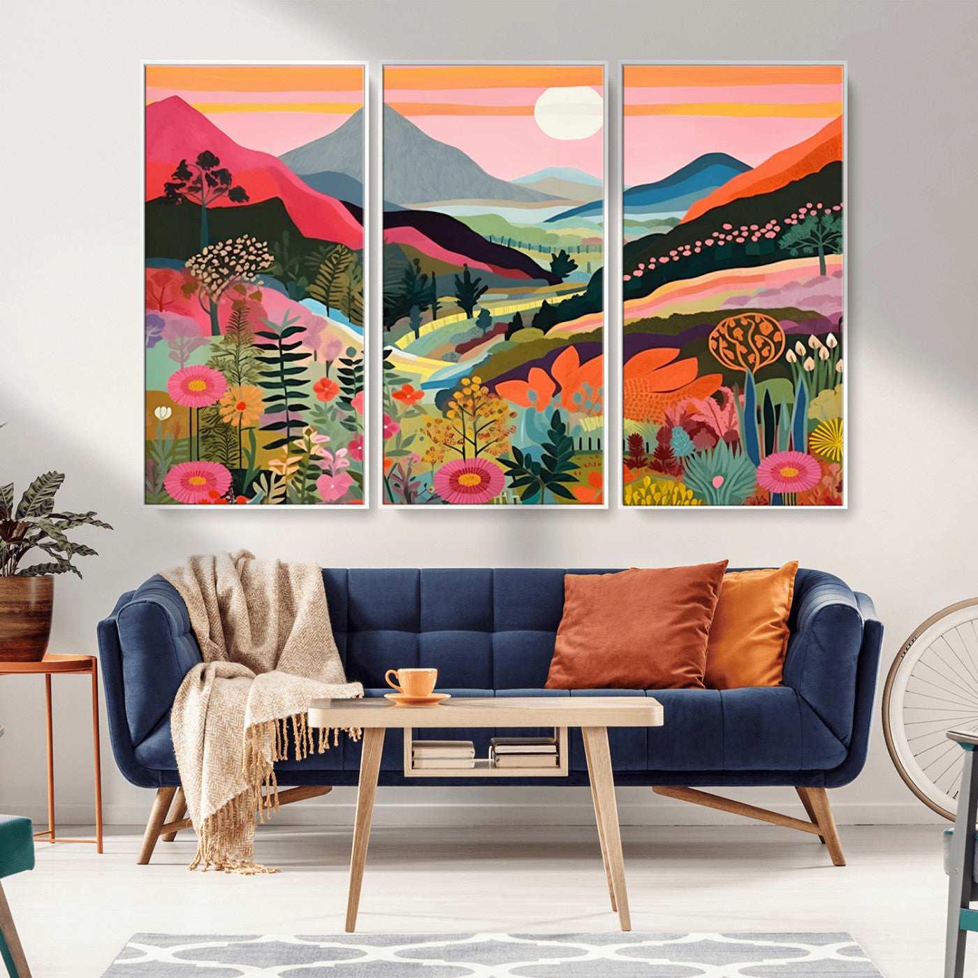 61376-MGV-CV-36X24-Floral Valley Wall Art – Panoramic Mountain Landscape Canvas Print, Vibrant Nature Decor for Living Room, Office, or Bedroom