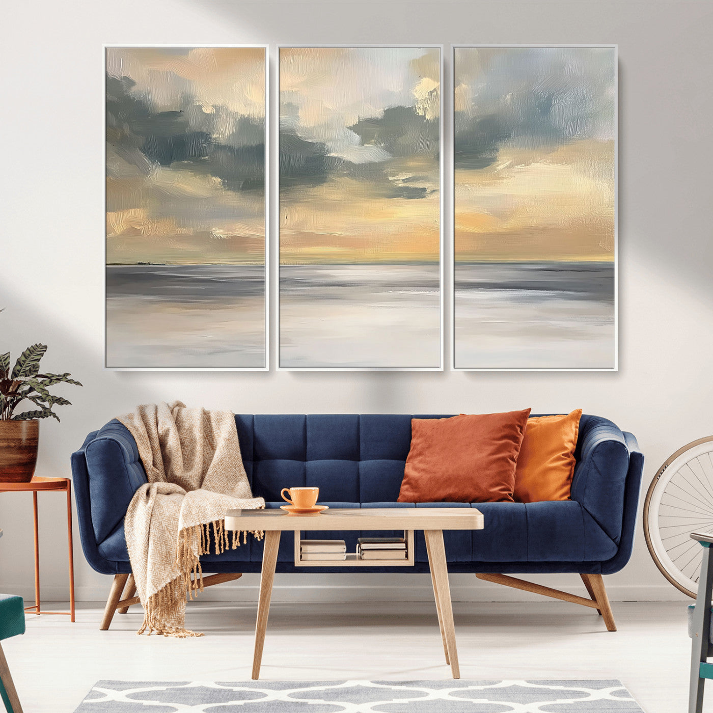 45544-MGV-CV-36X24-Ocean Sunset Wall Art – Serene Seascape Canvas Print with Golden Sky and Calm Water, Coastal Beach Artwork for Living Room,