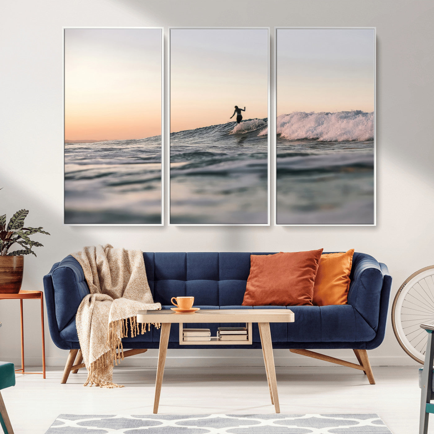 58502923-MGV-CV-36X24-Wave Rider Wall Art Canvas Print, Framed Ocean Wave Art Picture Print, Riding Surf Perfect Sunset Surf Decor Artwork