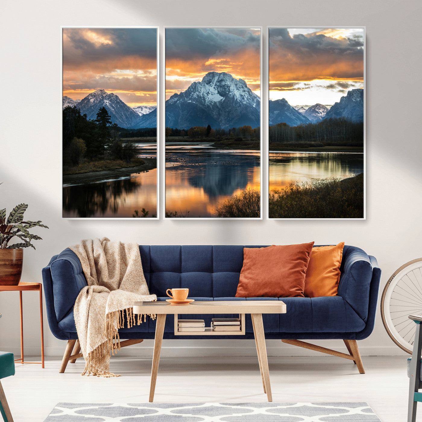 14130176-MGV-CV-36X24-Mountain Sunset Wall Art Canvas Print, Framed Alpine Wilderness Art Picture Print, Golden Hour Perfect Rustic Wilderness Decor