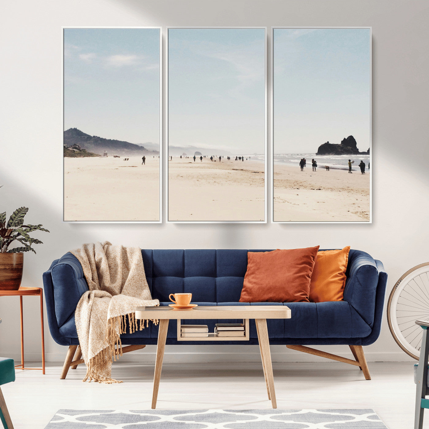 28307820-MGV-CV-36X24-Minimalist Beach Wall Art Canvas Print, Framed Coastal Serenity Art Picture Print, Soft Sand Perfect Modern Coastal Decor Artwork