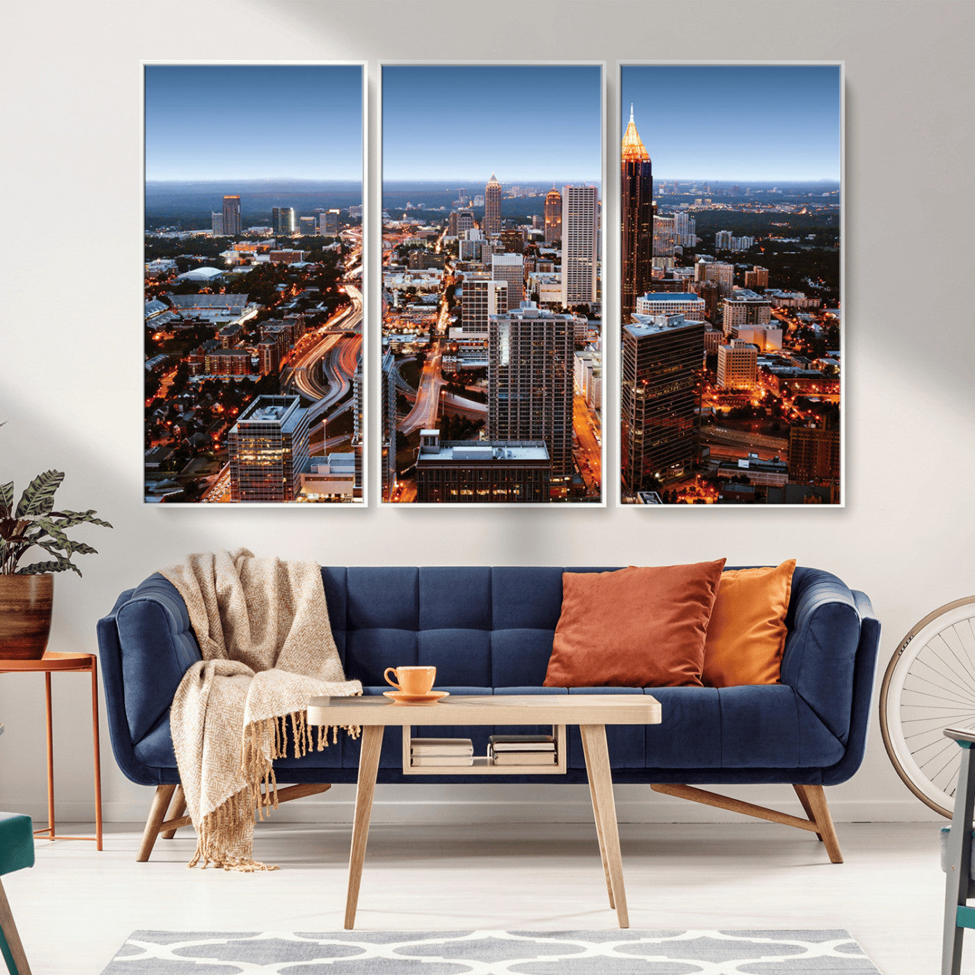 25096967-MGV-CV-36X24-Atlanta Skyline Wall Art – Vibrant Cityscape Canvas Print, Modern Night Lights Urban Decor for Office, Living Room, or Apartment