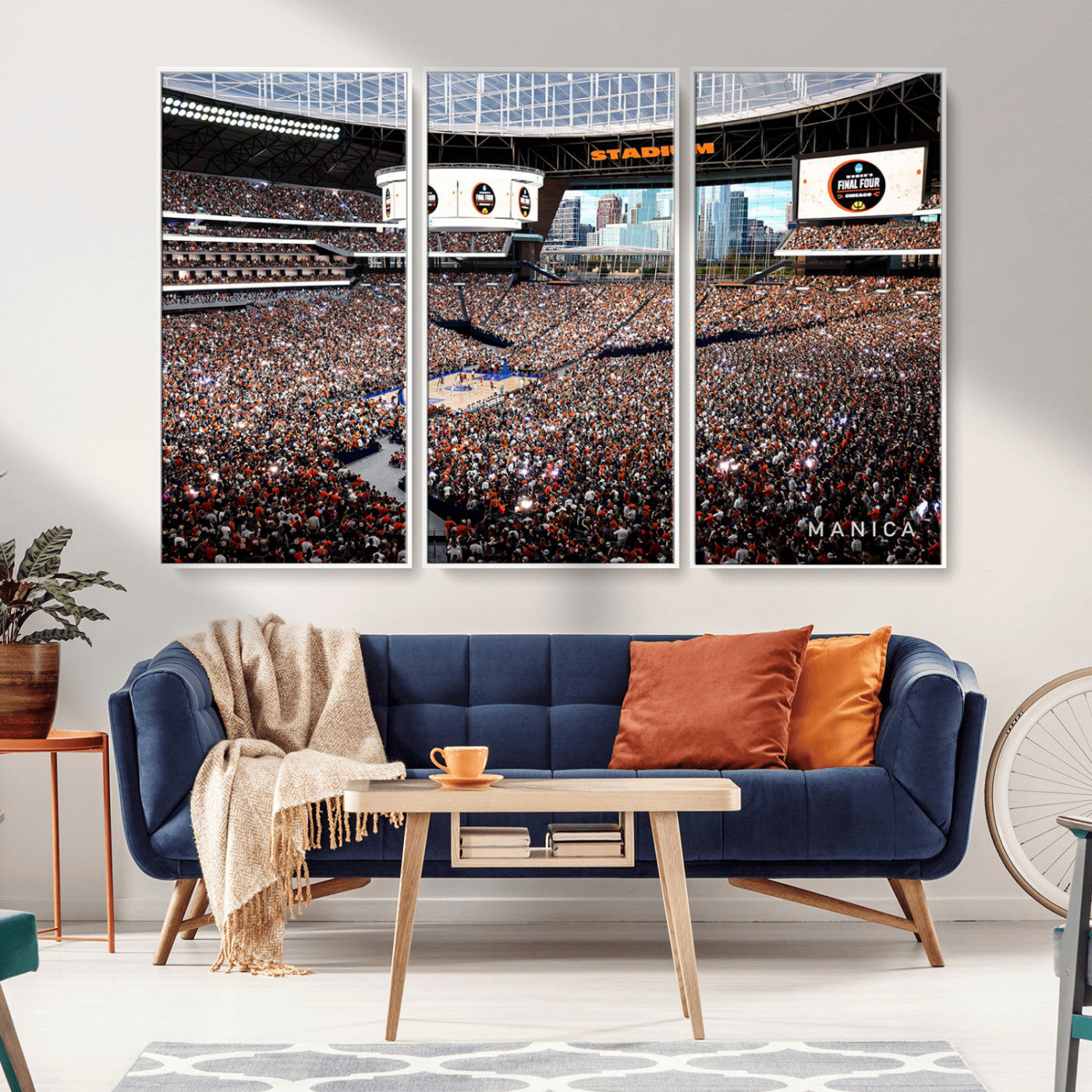 38616413-MGV-CV-36X24-Chicago Dome Stadium Wall Art – Futuristic Basketball Final Four Arena Canvas Print, Modern Sports Fan Decor for Man Cave or
