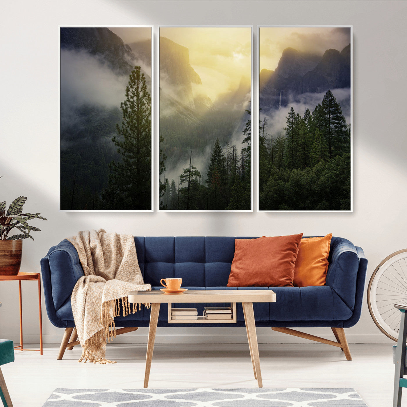 38316884-MGV-CV-36X24-Landscape Wall Art – Misty Mountain Valley Canvas Print, Scenic Pine Forest and Sunrise Photography Decor for Bedroom, Living