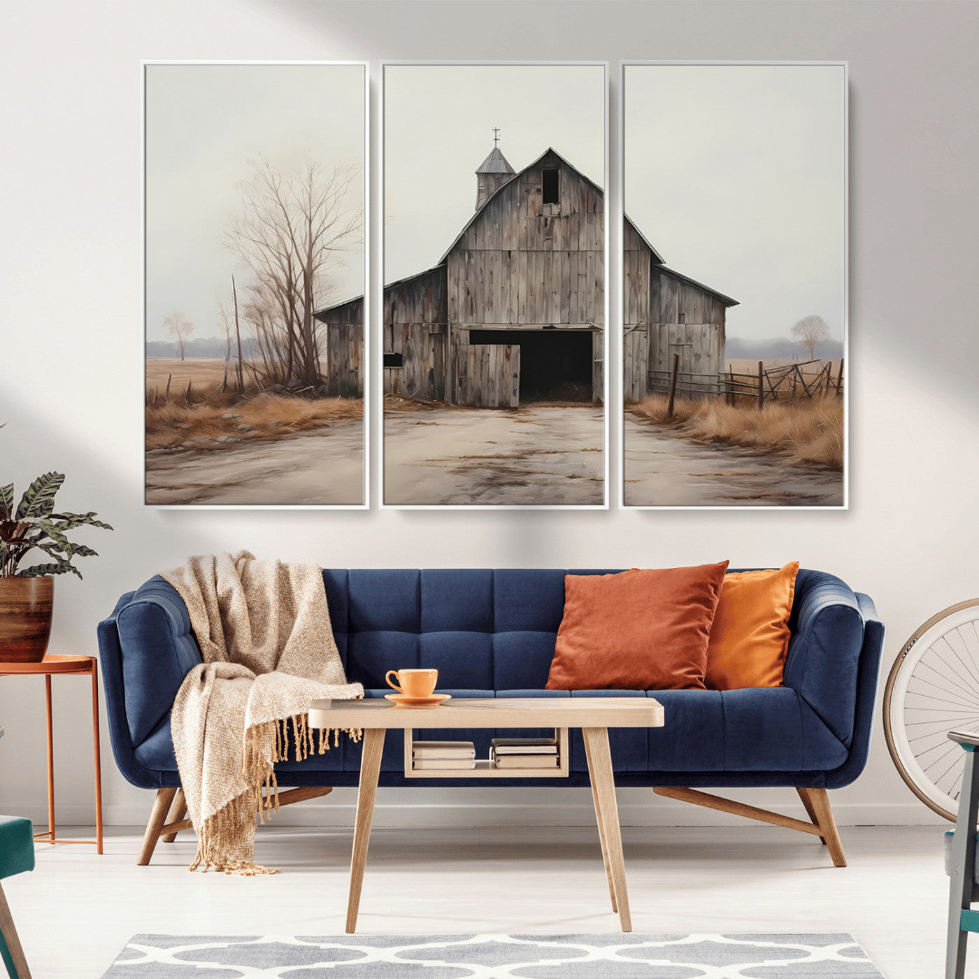 90499-MGV-CV-36X24-Old Barn Wall Art Canvas Print, Framed Rustic Barn Art Picture Print, Abandoned Farm Perfect Rustic Farmhouse Decor Artwork