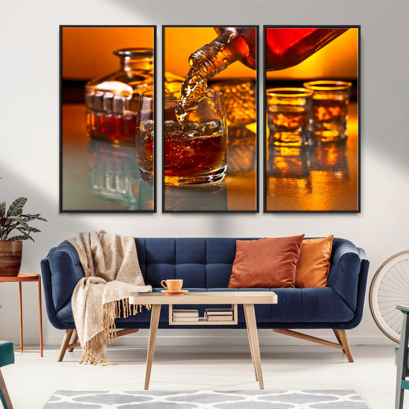 18250-MGV-CV-36X24-Whiskey Pour Wall Art – Captivating Whiskey Splash Canvas Print, Elegant Bar or Home Lounge Decor for Office, Man Cave or Living