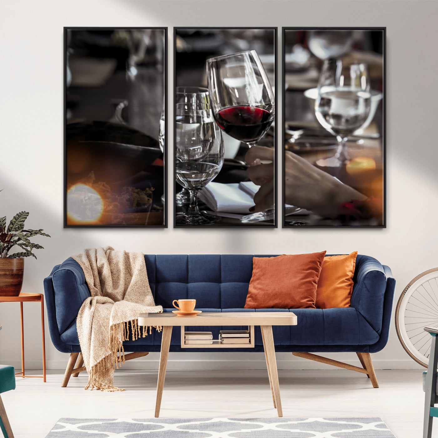 75513-MGV-CV-36X24-Elegant Wine Toast Wall Art – Close-Up Red Wine Glass at Dinner Table Canvas Print, Sophisticated Dining Room or Bar Decor