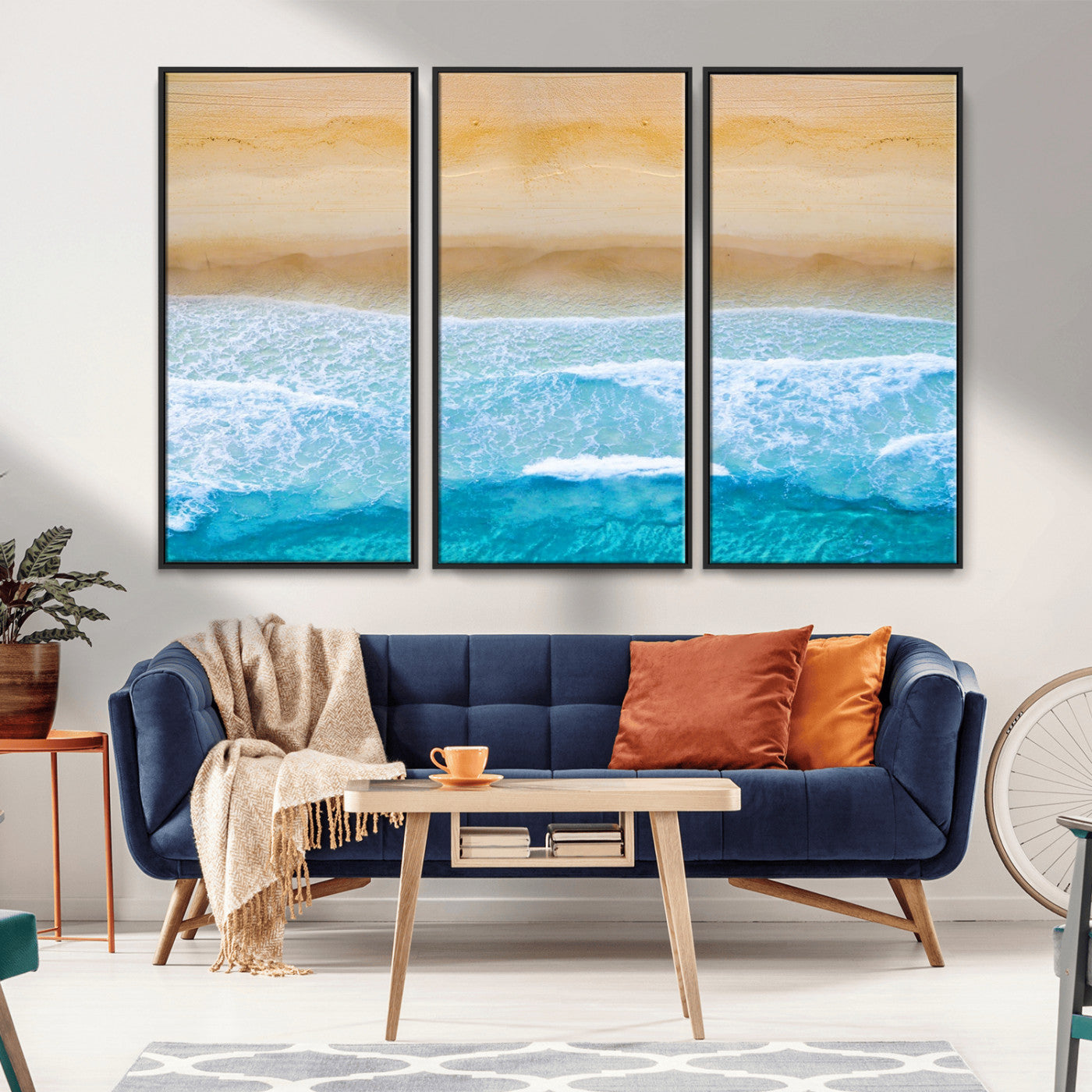 43046-MGV-CV-36X24-Aerial Beach Wall Art – Serene Ocean Waves & Sandy Shore Canvas Print, Coastal Home Decor for Living Room, Bedroom or Office