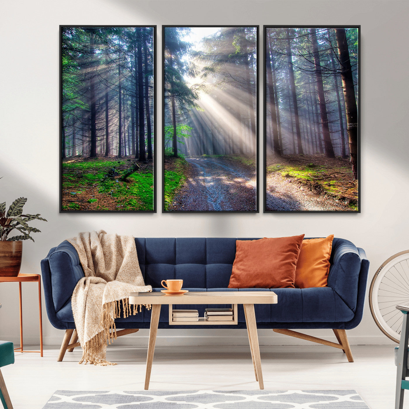42047-MGV-CV-36X24-Sunlit Forest Path Wall Art – Nature Canvas Print, Serene Woodland Landscape, Perfect Home & Office Decor for Calm and Tranquil