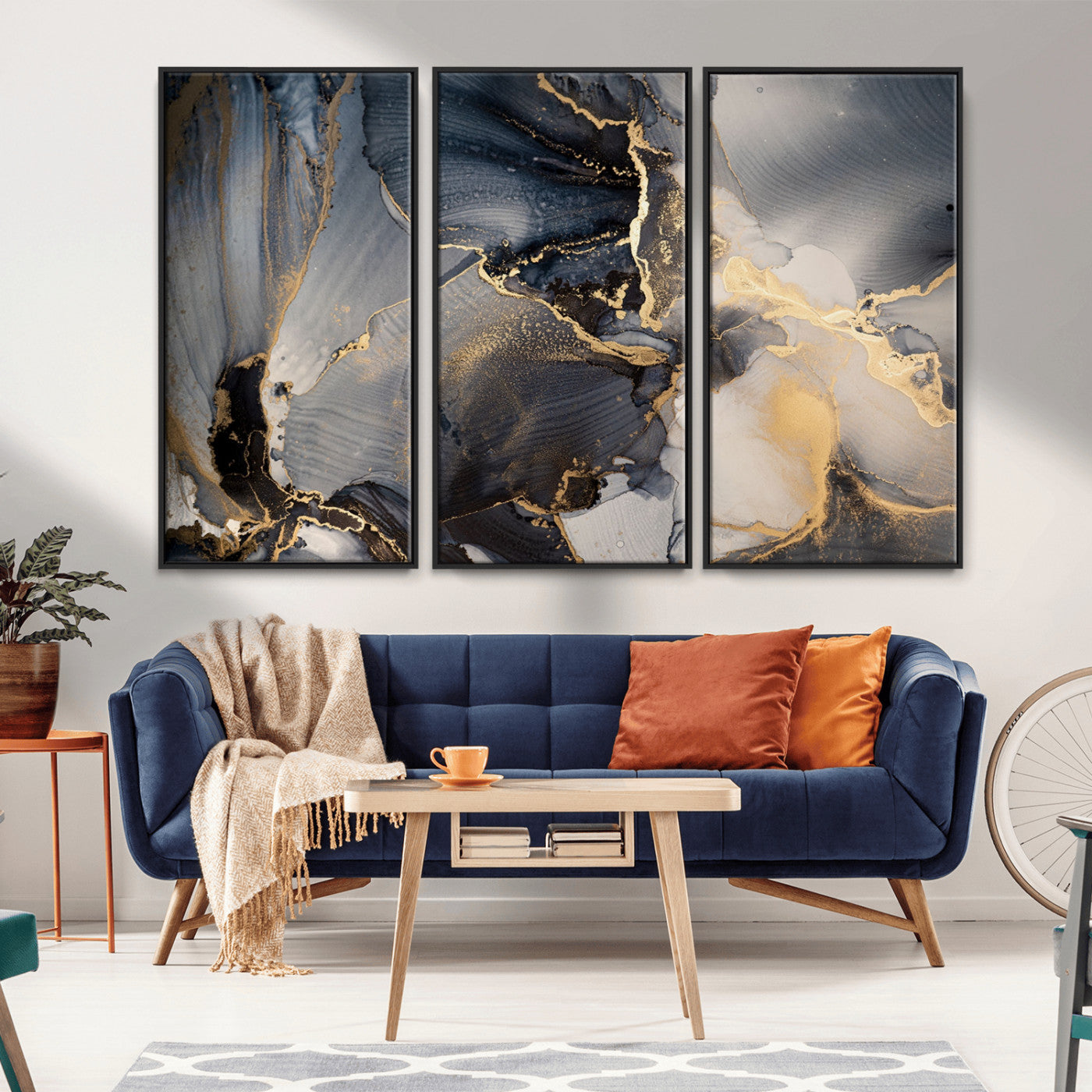 24068-MGV-CV-36X24-Luxury Abstract Wall Art – Gold & Gray Fluid Ink Painting Canvas, Modern Metallic Home Decor, Elegant Office or Living Room Accent