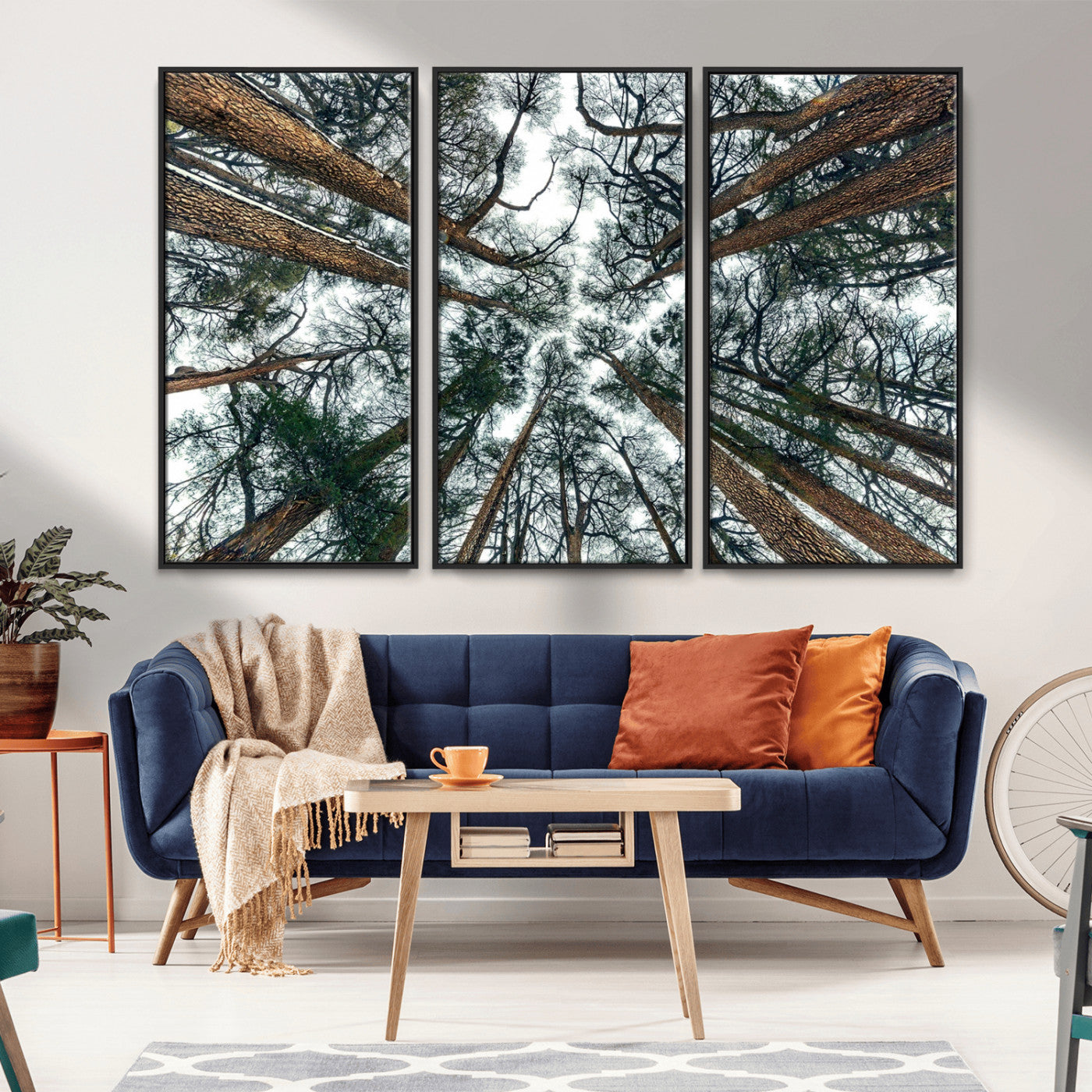 18790-MGV-FC-48X32-3P_Black-Pine Canopy Wall Art – Panoramic View of Towering Pines Canvas Print, Nature-Inspired Decor for Office, Cabin or Living Room