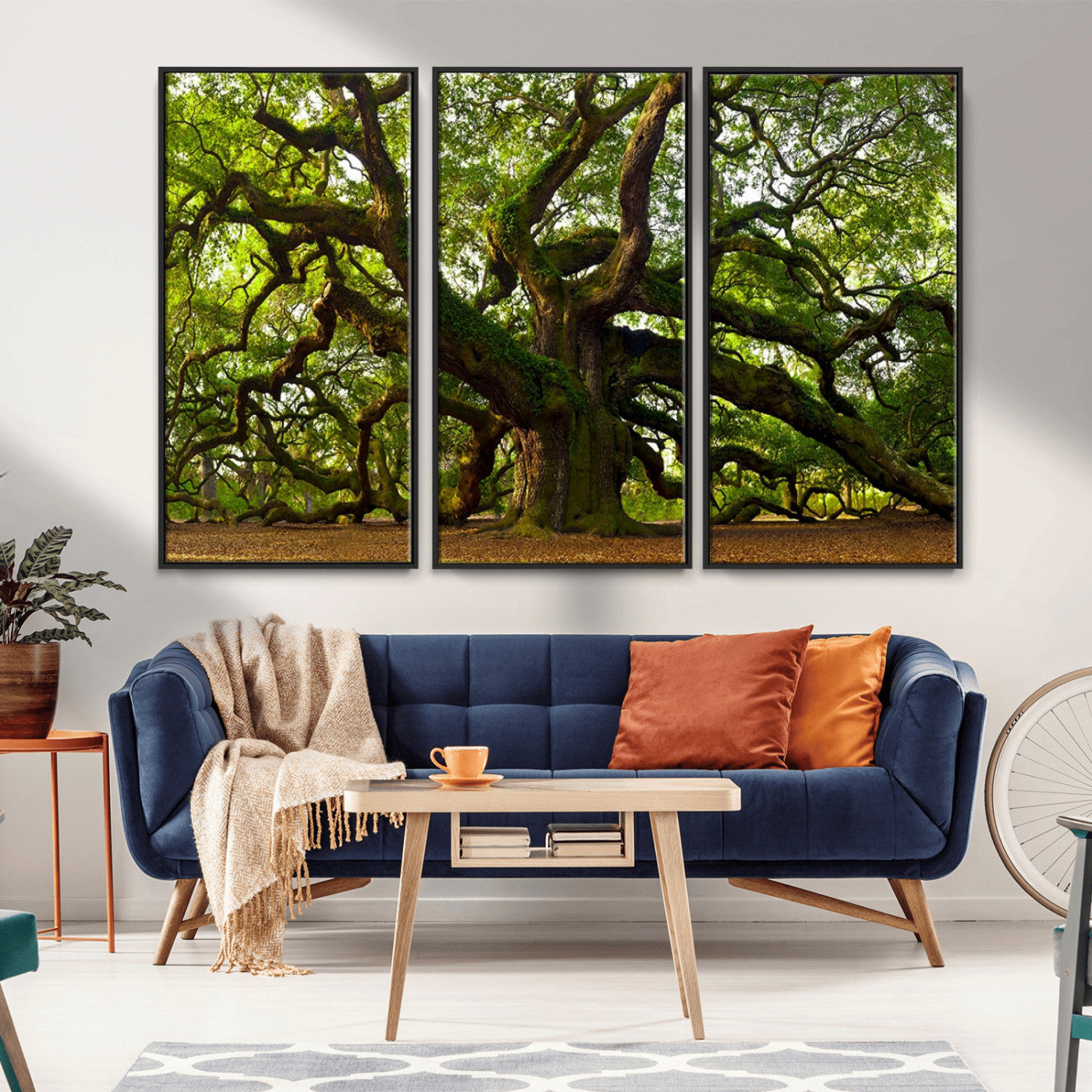29407-MGV-FC-48X32-3P_Black-Ancient Oak Tree Wall Art – Majestic Nature Canvas Print, Large Tree Photography Decor for Living Room