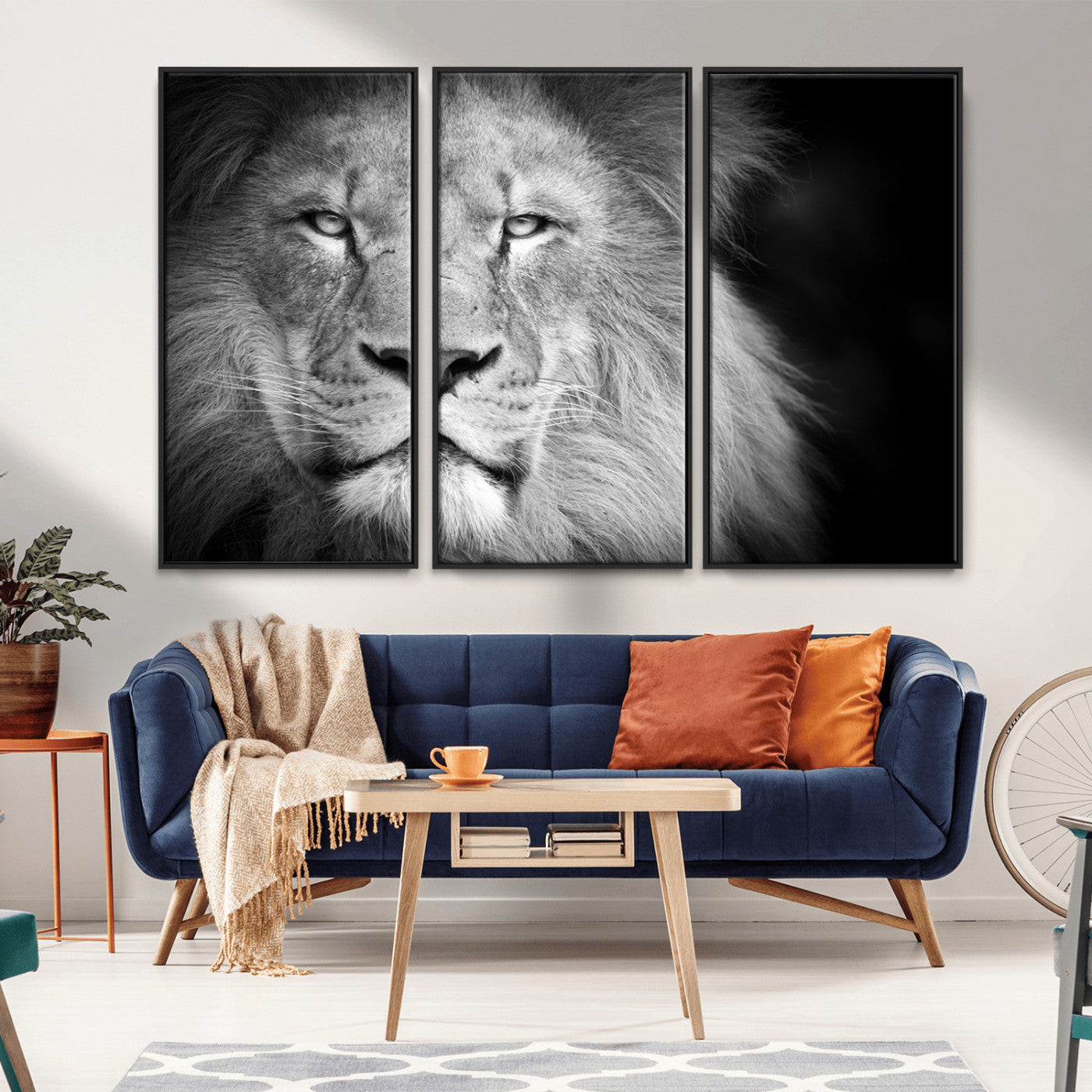 94453-MGV-CV-36X24-Lion Portrait Wall Art – Black and White King of the Jungle Canvas Print, Safari Wildlife Decor for Office, Bedroom, or Living