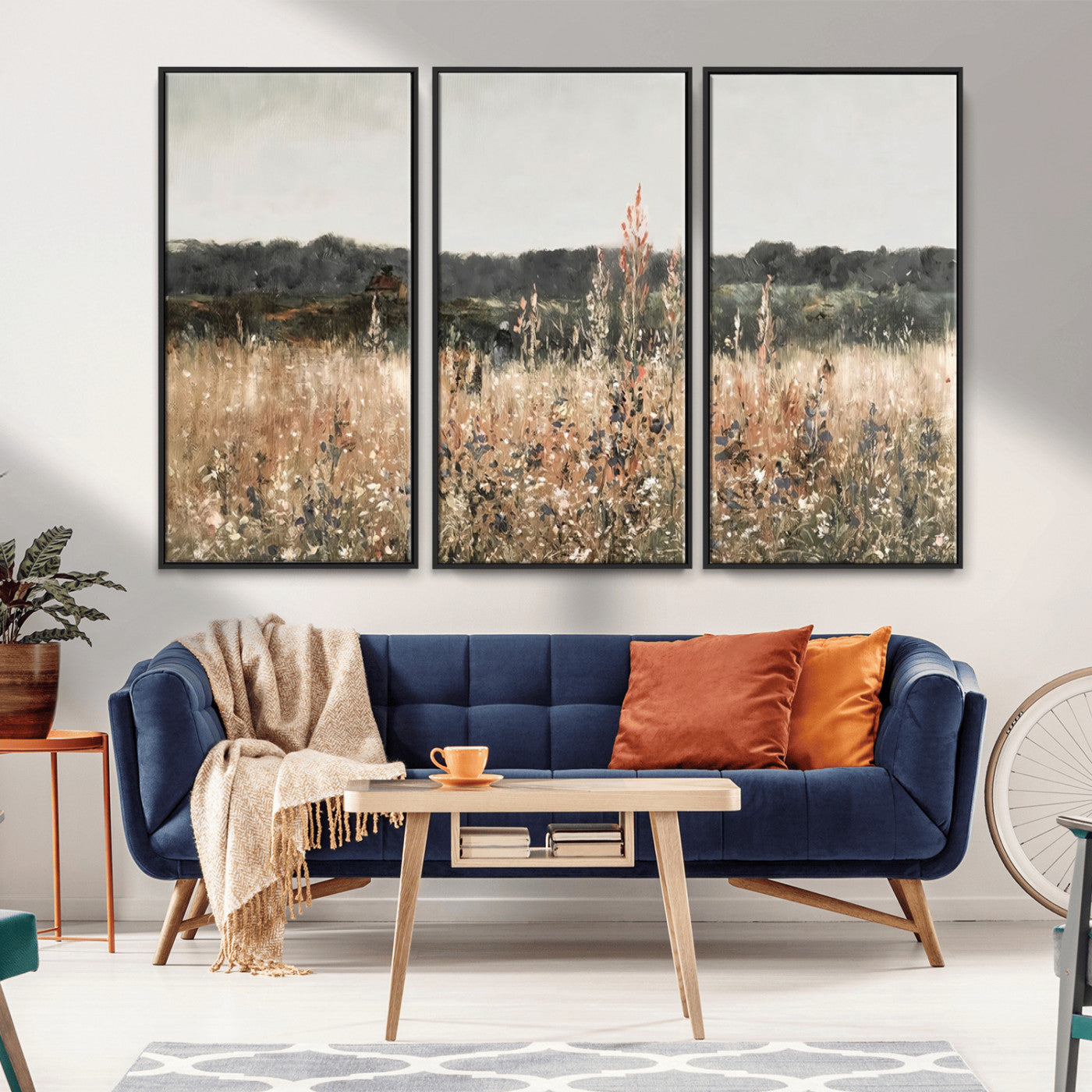 46308-MGV-CV-36X24-Wildflower Field Wall Art – Rustic Meadow Landscape Canvas Print, Country Nature Decor for Living Room, Bedroom or Farmhouse