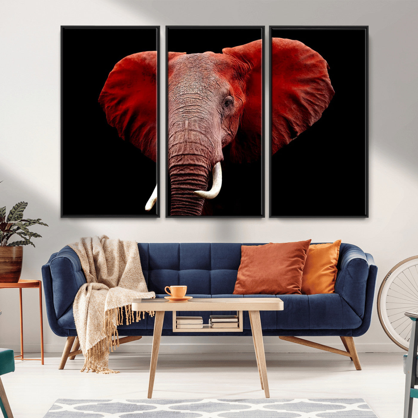 14788-MGV-CV-36X24-Red Elephant Wall Art – Bold Wildlife Canvas Print, African Safari Animal Decor for Living Room, Bedroom or Office