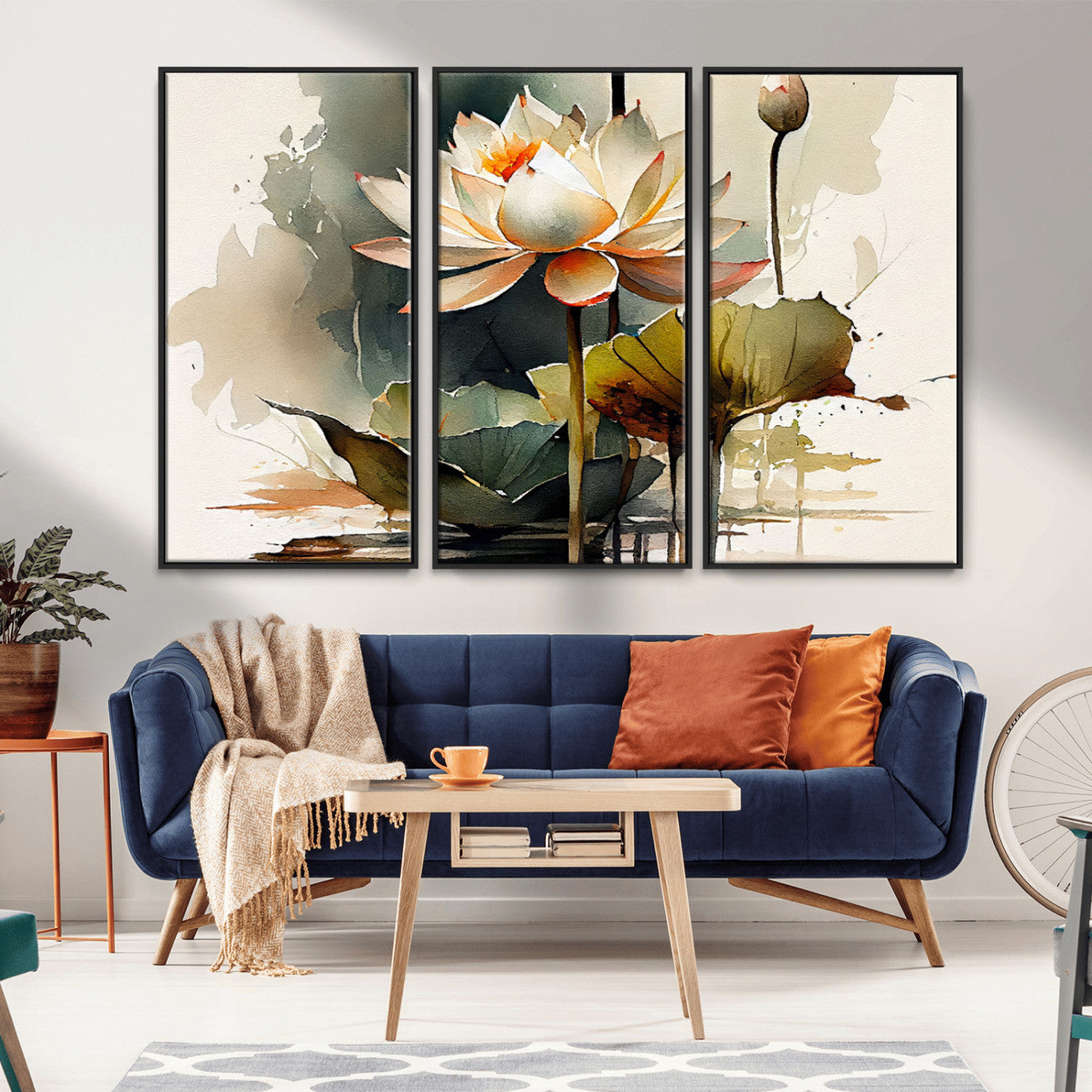62531-MGV-CV-36X24-Lotus Flower Wall Art – Watercolor Botanical Canvas Print, Tranquil Nature Artwork for Living Room, Bedroom or Meditation Space