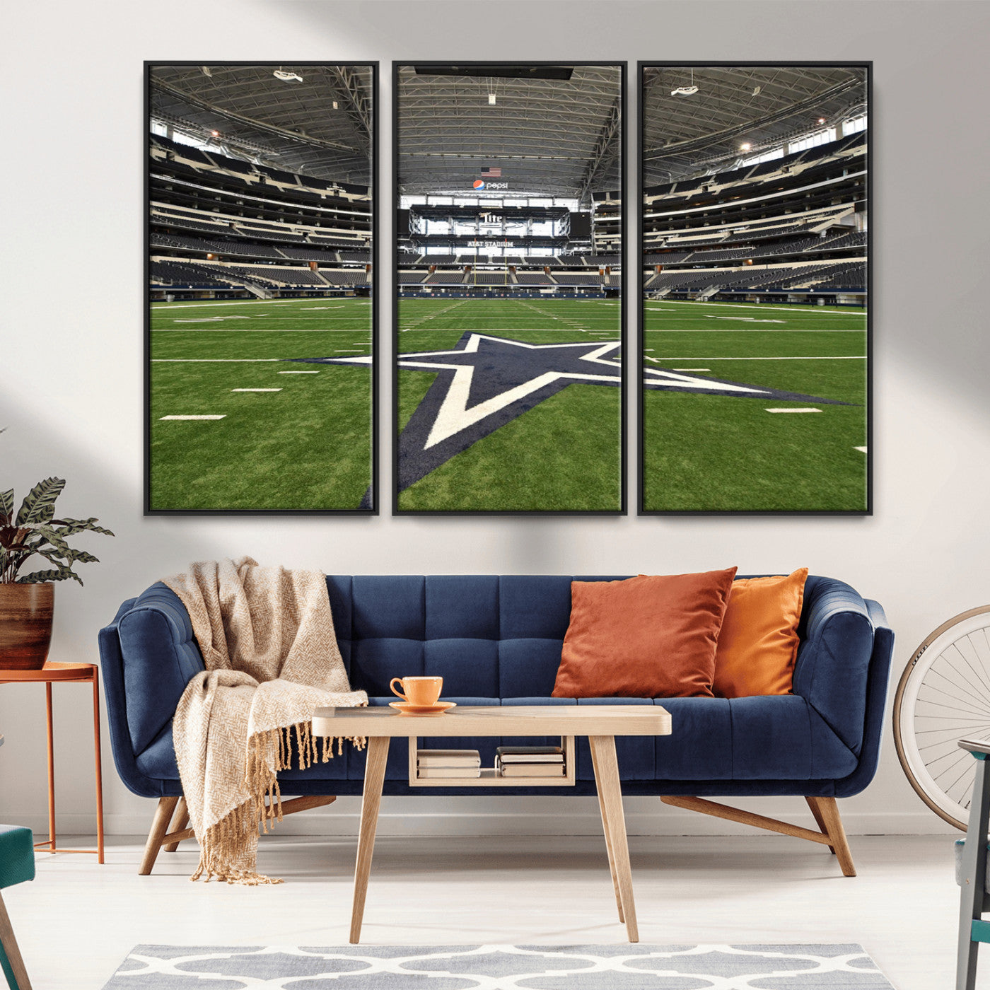 14834-MGV-FC-48X32-3P_Black-Dallas Att Stadium Wall Art Canvas Print, Framed Texas NFL Stadium Art Picture Print, American Football Stadium Perfect Sports