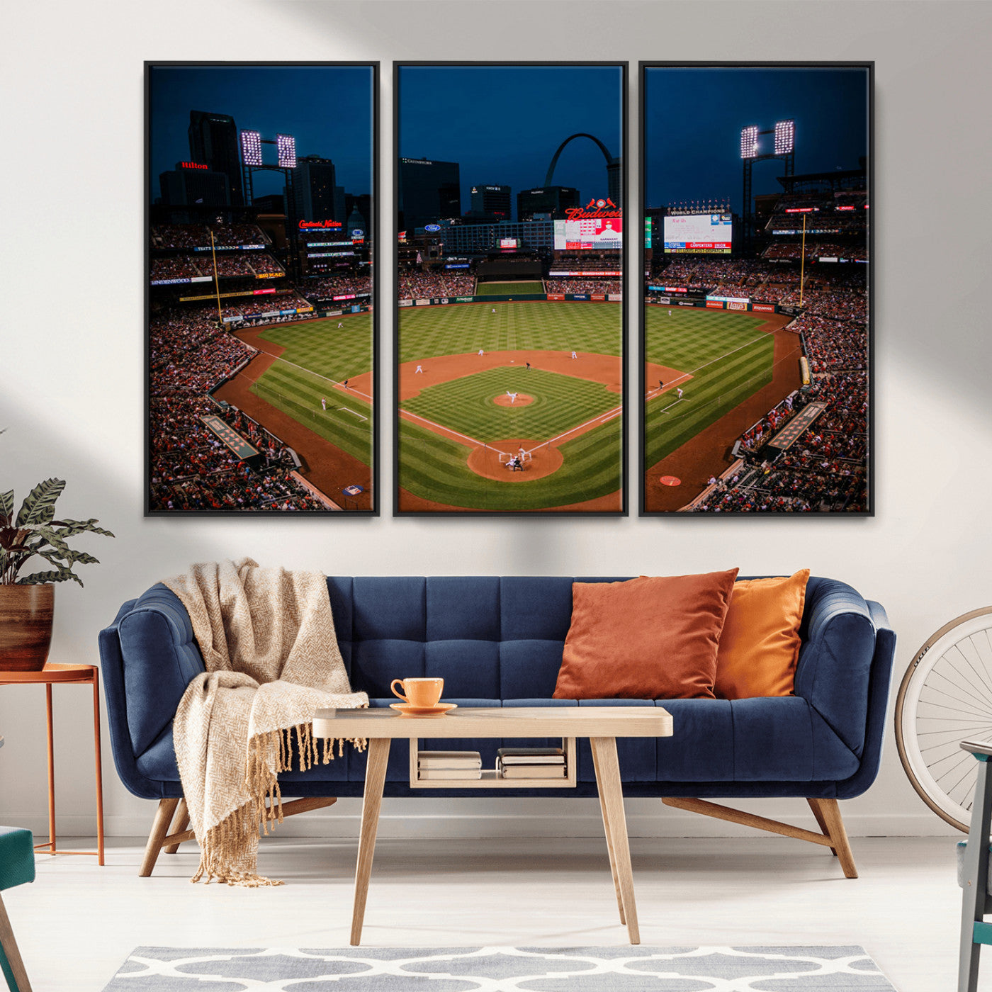 38612-MGV-FC-48X32-3P_Black-Busch Stadium Wall Art Canvas Print, Framed Missouri Stadium Art Picture Print, Busch Stadium Field Perfect Sports Room Decor