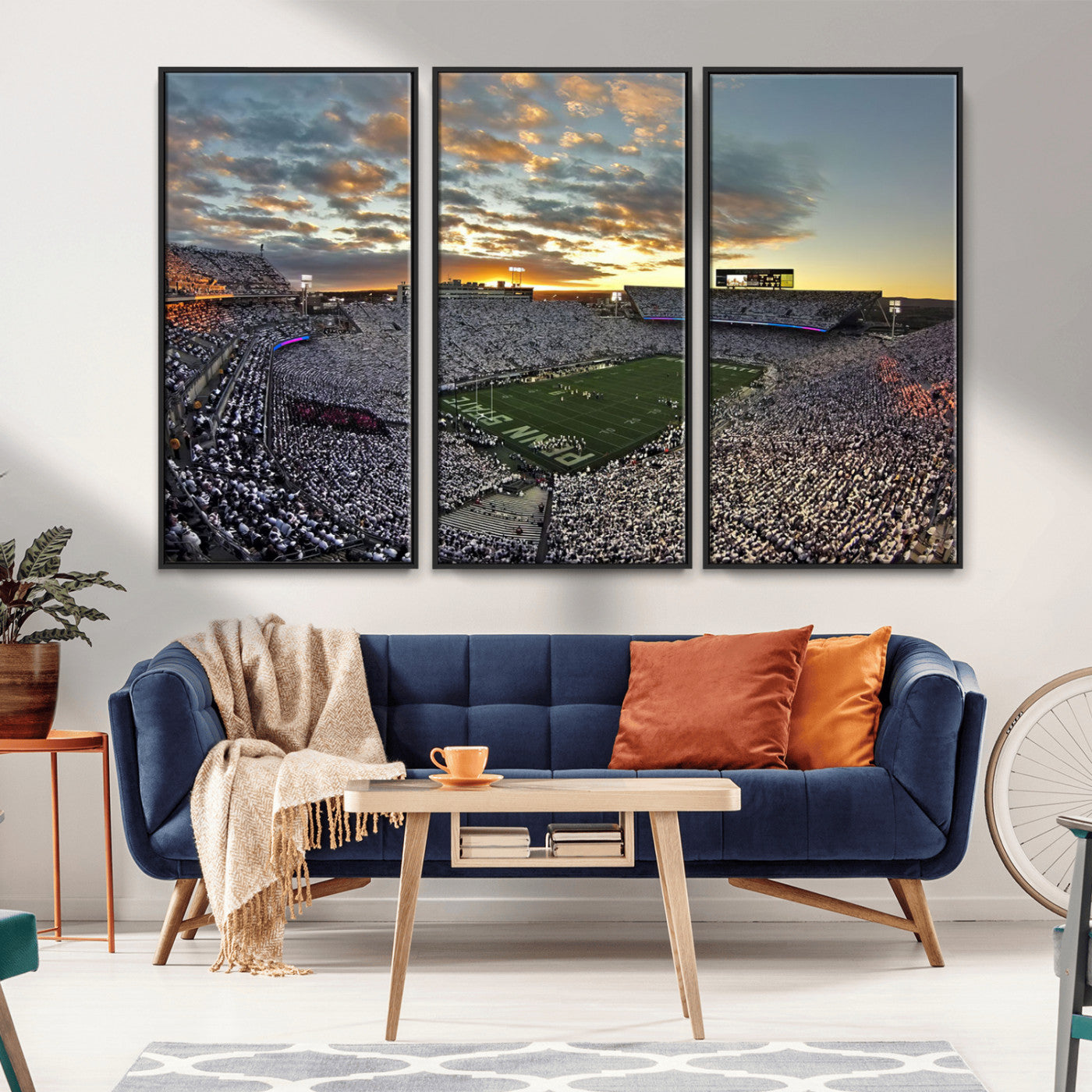 38807-MGV-CV-36X24-Beaver Stadium Wall Art Canvas Print, Framed Beaver Stadium Field Art Picture Print, Football Stadium Perfect Sport Room Decor
