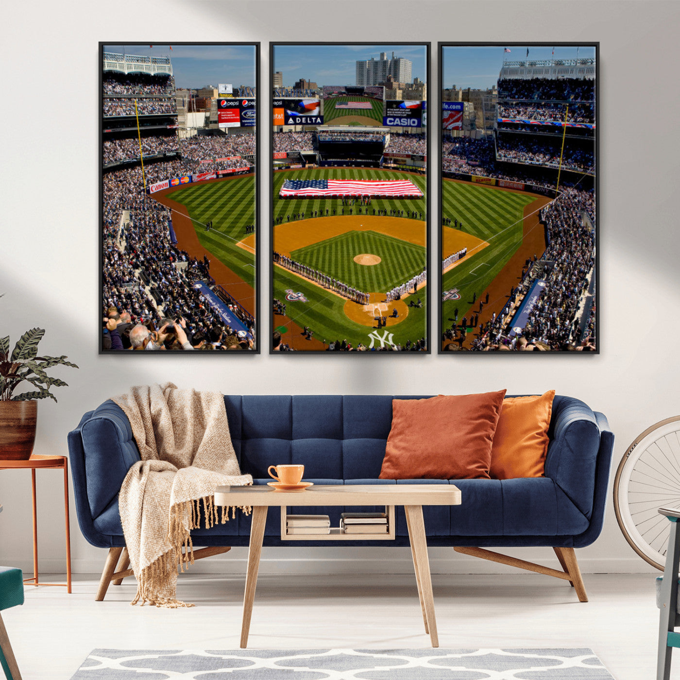 20879-MGV-CV-36X24-Yankee Stadium Wall Art Canvas Print, Framed New York Stadium Art Picture Print, Yankee Field Perfect Sport Room Decor Artwork