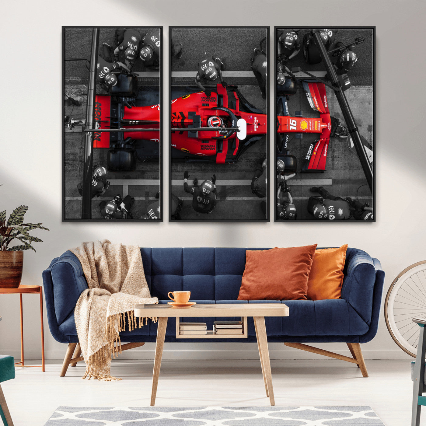 99356-MGV-CV-36X24-Ferrari Pit Stop Wall Art – Formula 1 Racing Car Canvas Print, Red Speed Machine Motorsport Decor for Office, Garage, Man Cave or