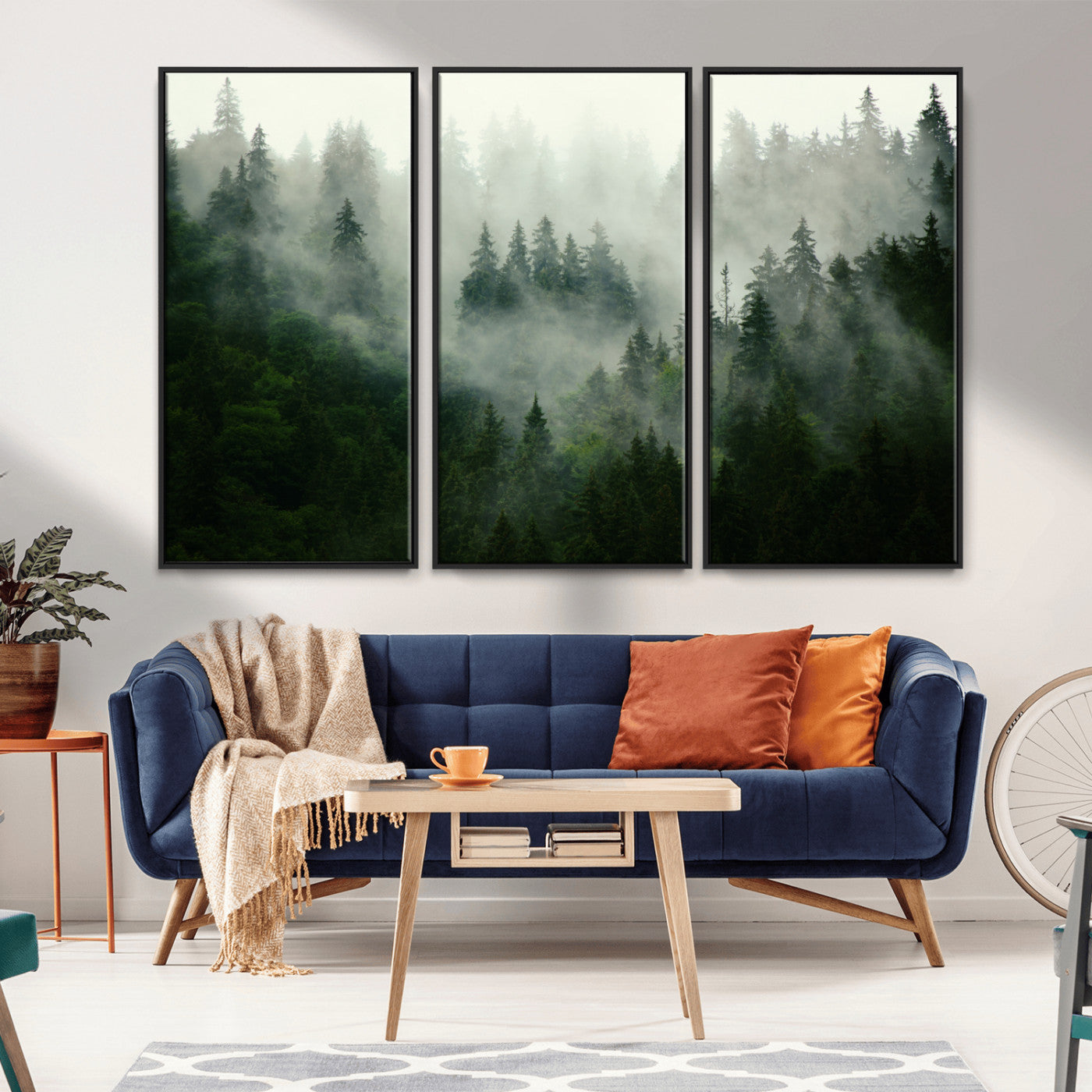 167720496-MGV-CV-36X24-Misty Forest Wall Art – Serene Evergreen Trees Canvas Print, Foggy Mountain Nature Landscape Decor for Bedroom, Living Room or